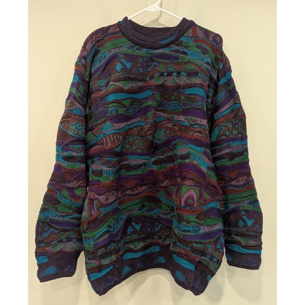 COOGI Vintage 90's 100% New Wool 3D Knit Sweater Size Large - Picture 6 of 6